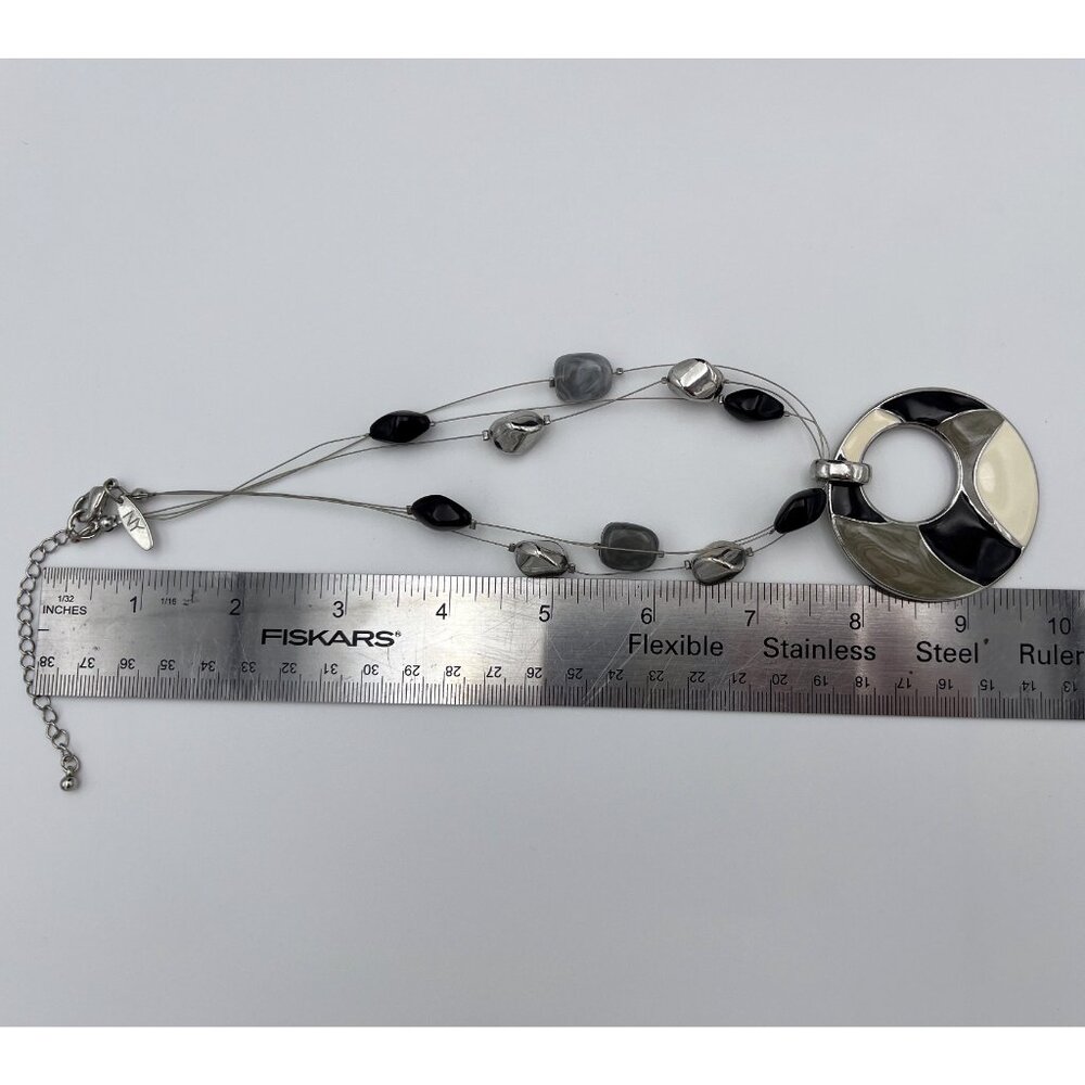 New York & Company Silvertone Necklace with Enamel Pendant - Picture 2 of 3